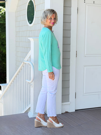 BEACH CLUB  SEAFOAM SAILBOAT SWEATER