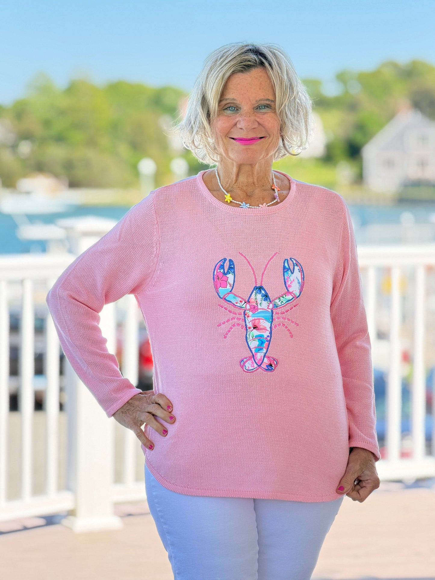 BEACH CLUB PINK LOBSTER SWEATER