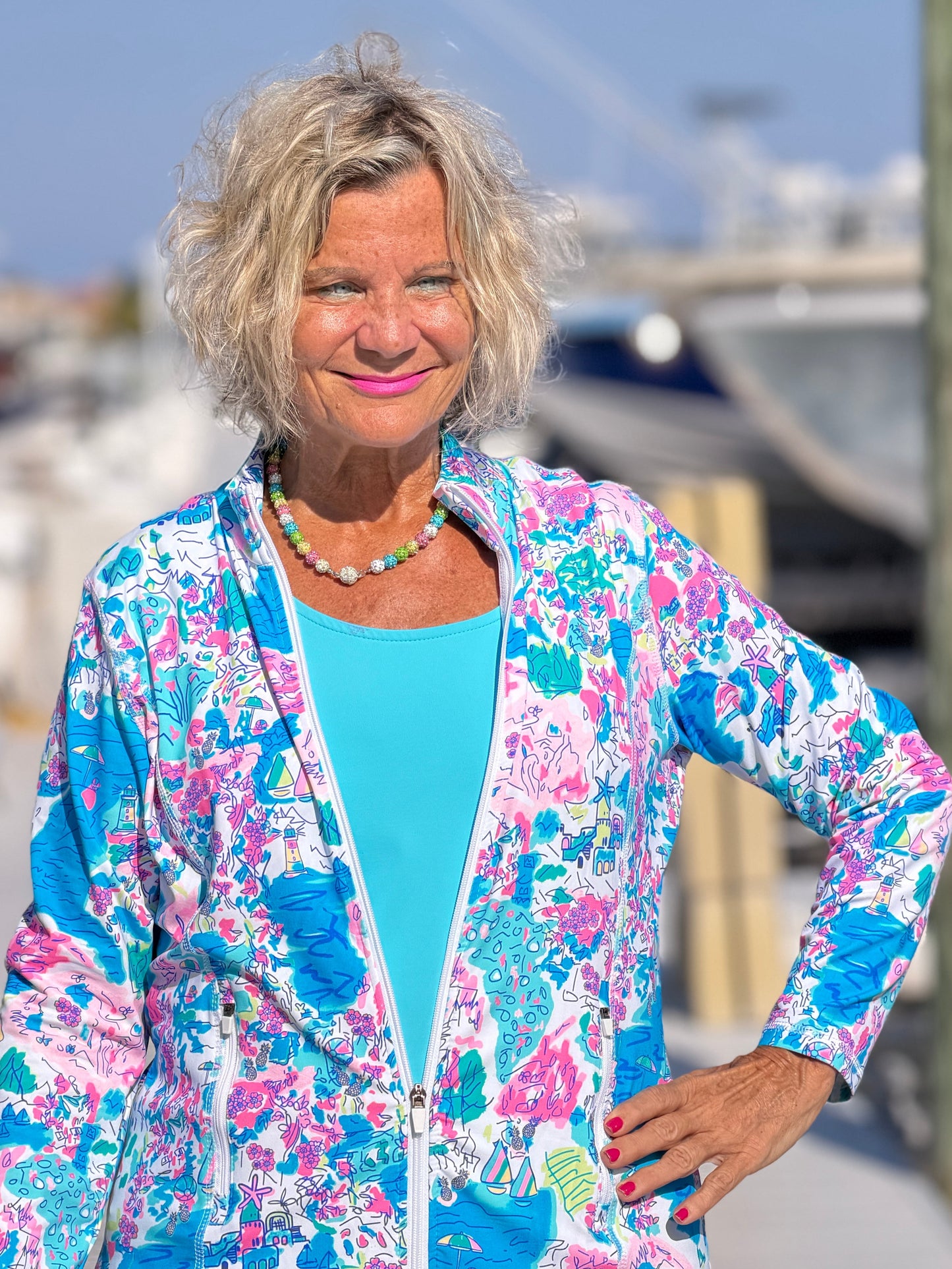 LULU-B PALM BEACH SPLASH FULL ZIPPER