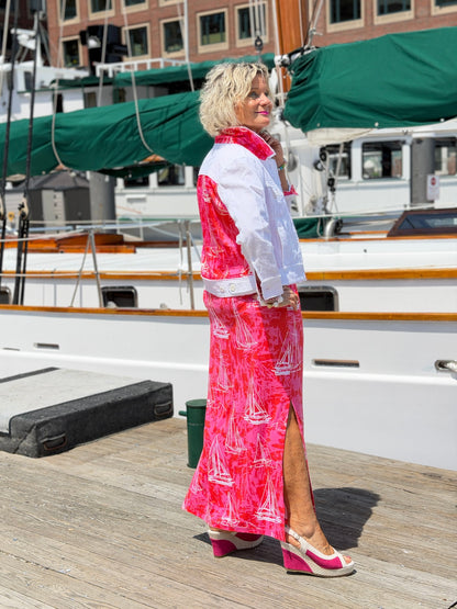 HARBOR LIGHTS RED  LINEN JACKET
