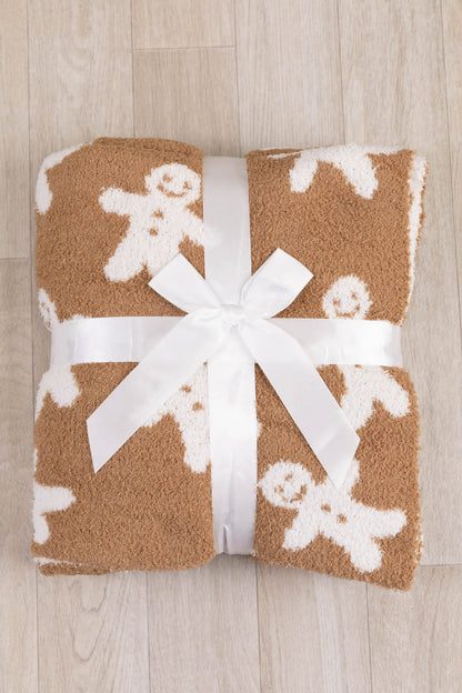 Brown Gingerbread Print Super Soft Blanket