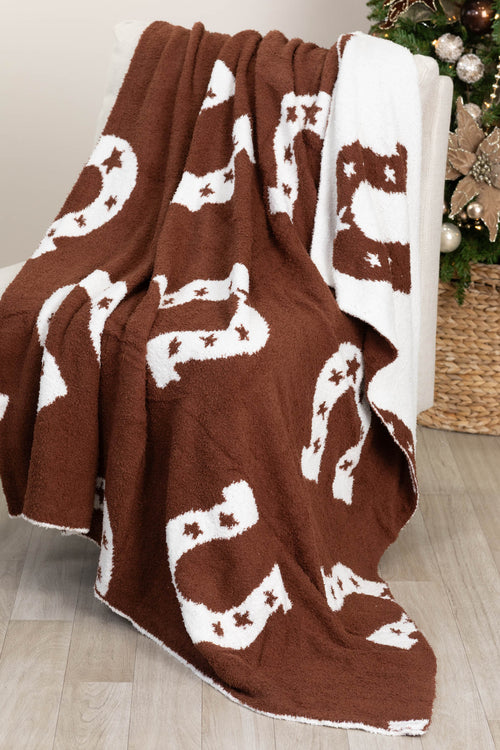 Brown Horseshoe Print Super Soft Blanket