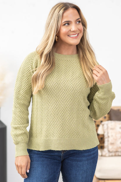 Chevron Textured Long Sleeve Sweater