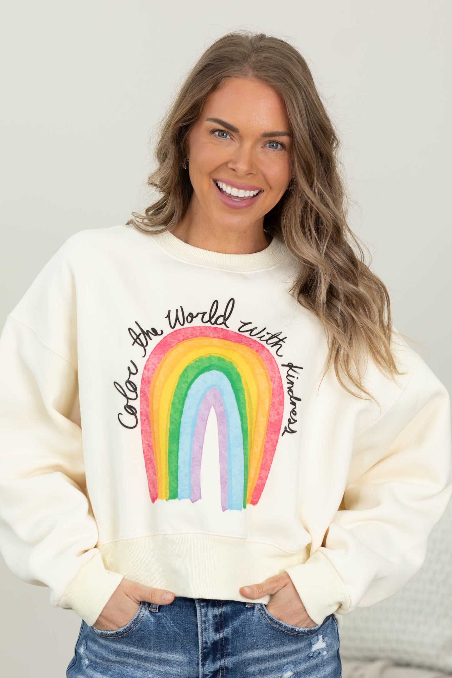 Color The World Crop Sweatshirt