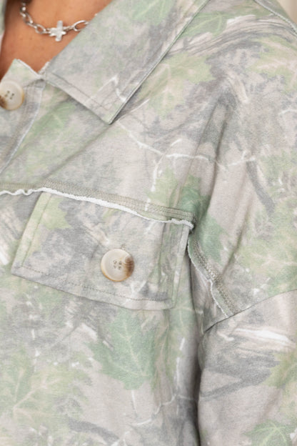 Camo Print Oversized Knit Casual Shacket