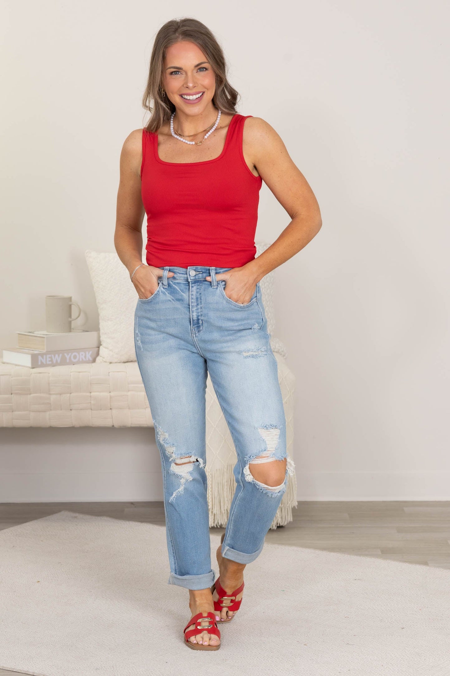 Cello Light Wash High Rise Mom Jean With Cuff