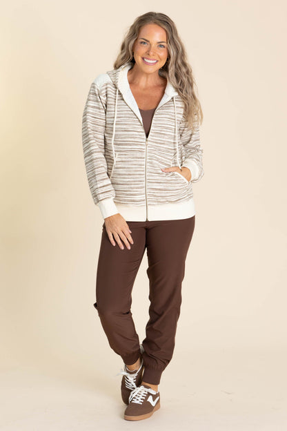 Colorblock Striped Zip Up Hoodie