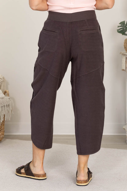 Brown Washed Terry Pants With Pockets