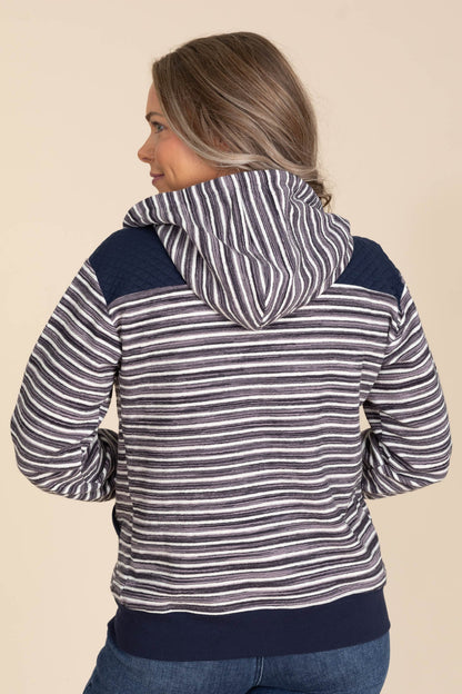 Colorblock Striped Zip Up Hoodie