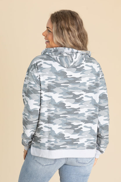 Camo Print Drawstring Hoodie