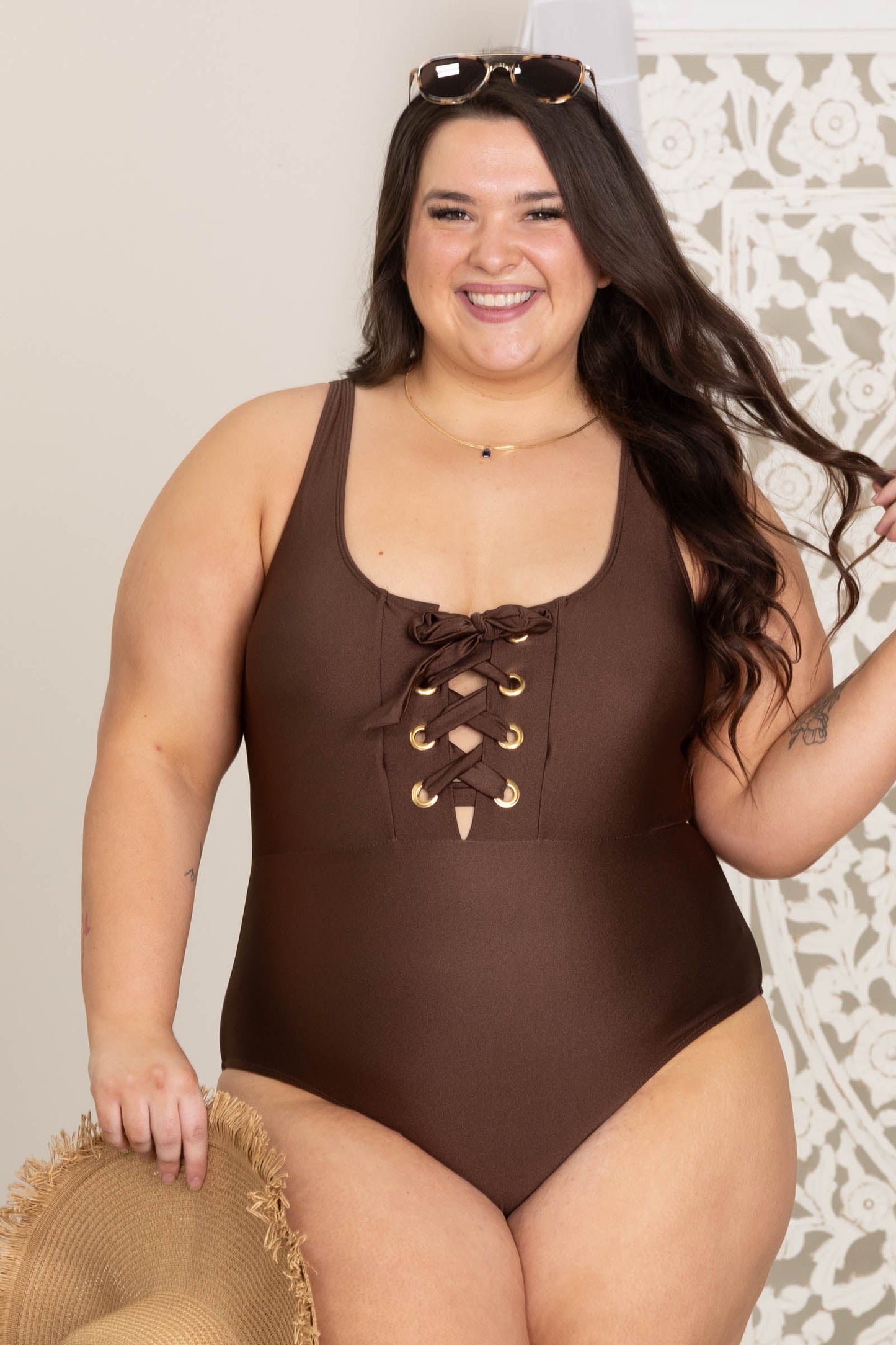 Brown Coastal Couture Swimsuit