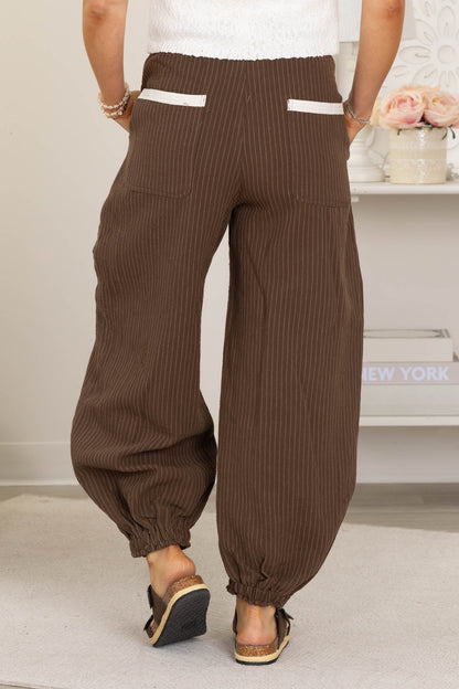 Chocolate Stripe Easy Fit Joggers