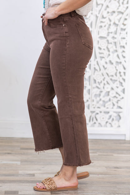 Brown Washed Kick Flare Jeans