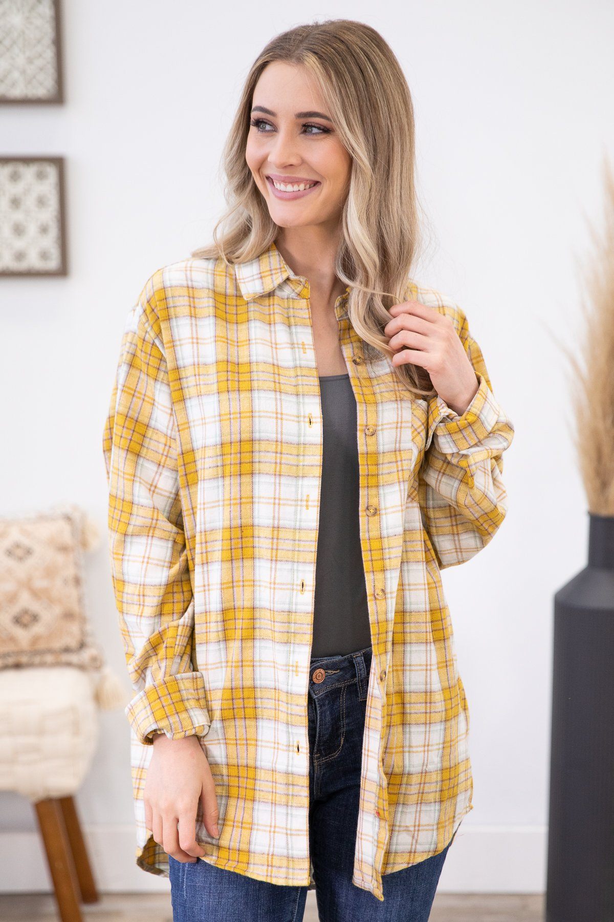Cinnamon and Ivory Multicolor Plaid Top