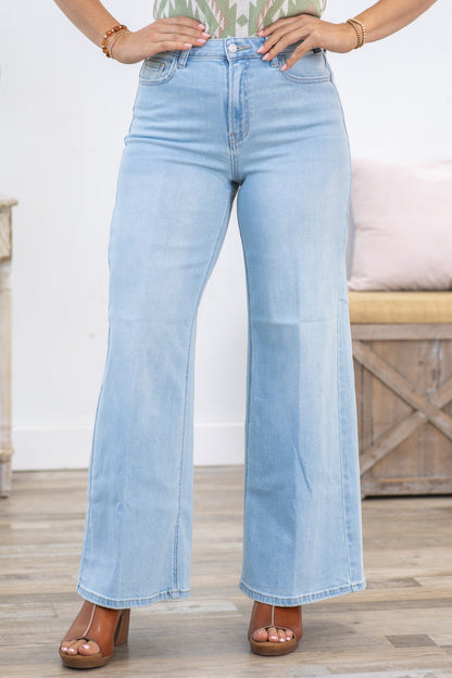 Cello High Light Wash Rise Wide Leg Jean