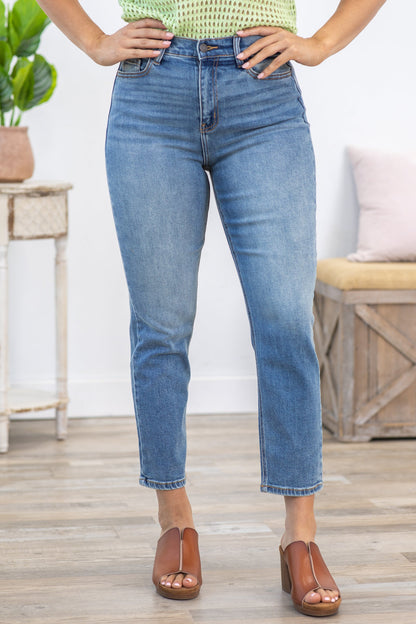 Cello Medium Wash High Rise Mom Jean