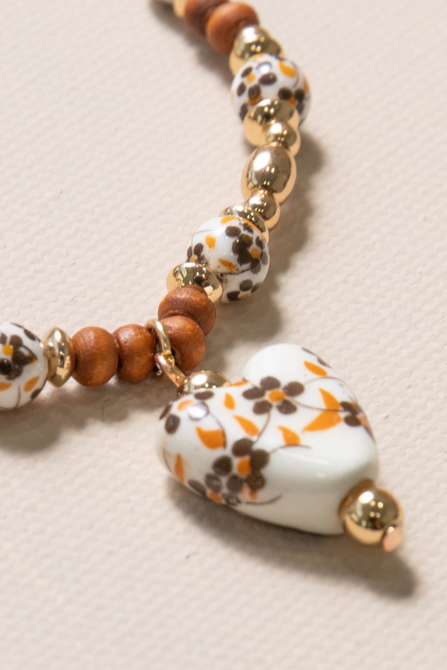 Ceramic Heart Shape Bead Bracelet