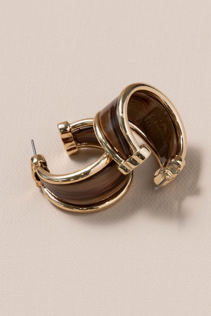 Brown Acetate Wide Open Hoop Earrings