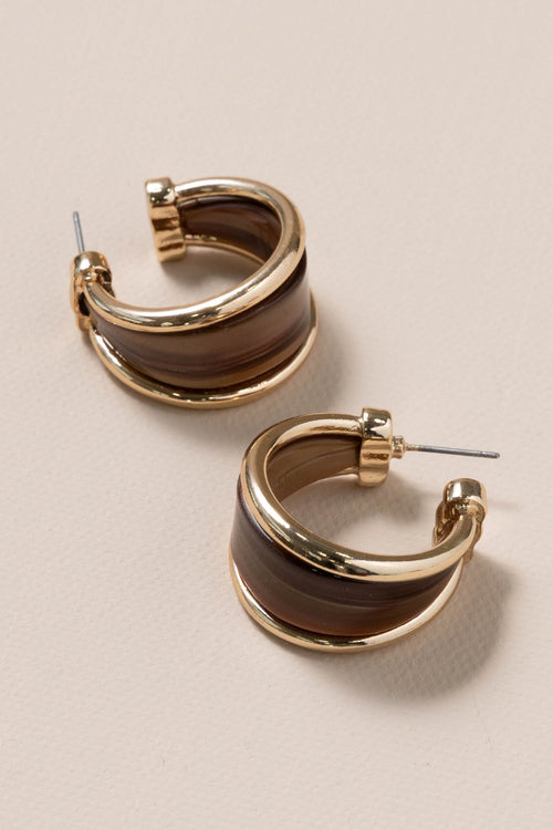 Brown Acetate Wide Open Hoop Earrings
