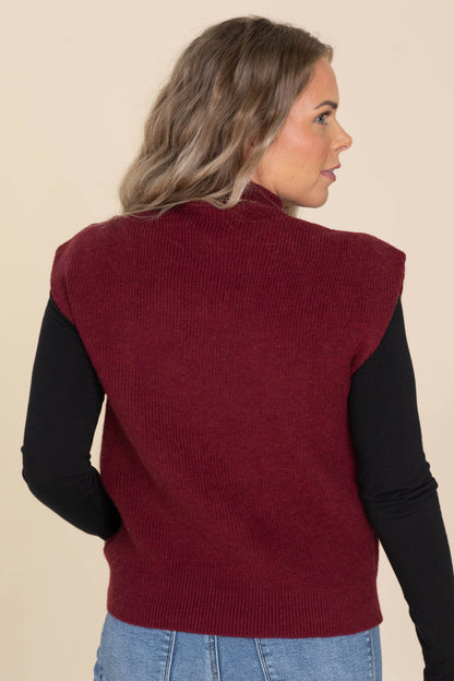 Burgundy Soft Knit Sweater Vest Top