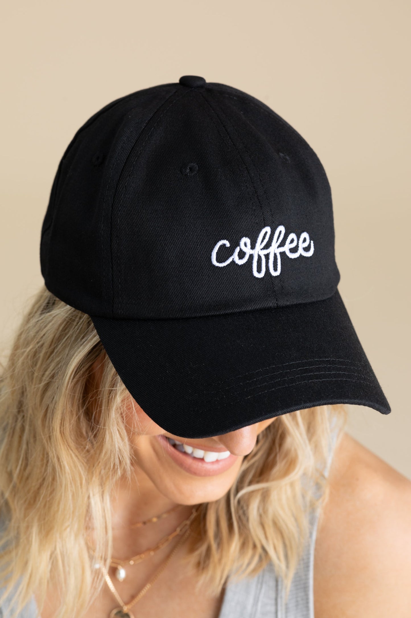 Coffee Embroidered Cotton Cap