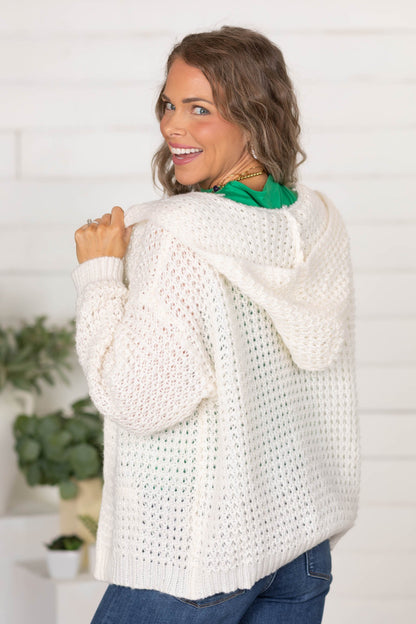 Cable Knit Hooded Cardigan