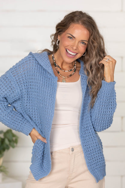 Cable Knit Hooded Cardigan