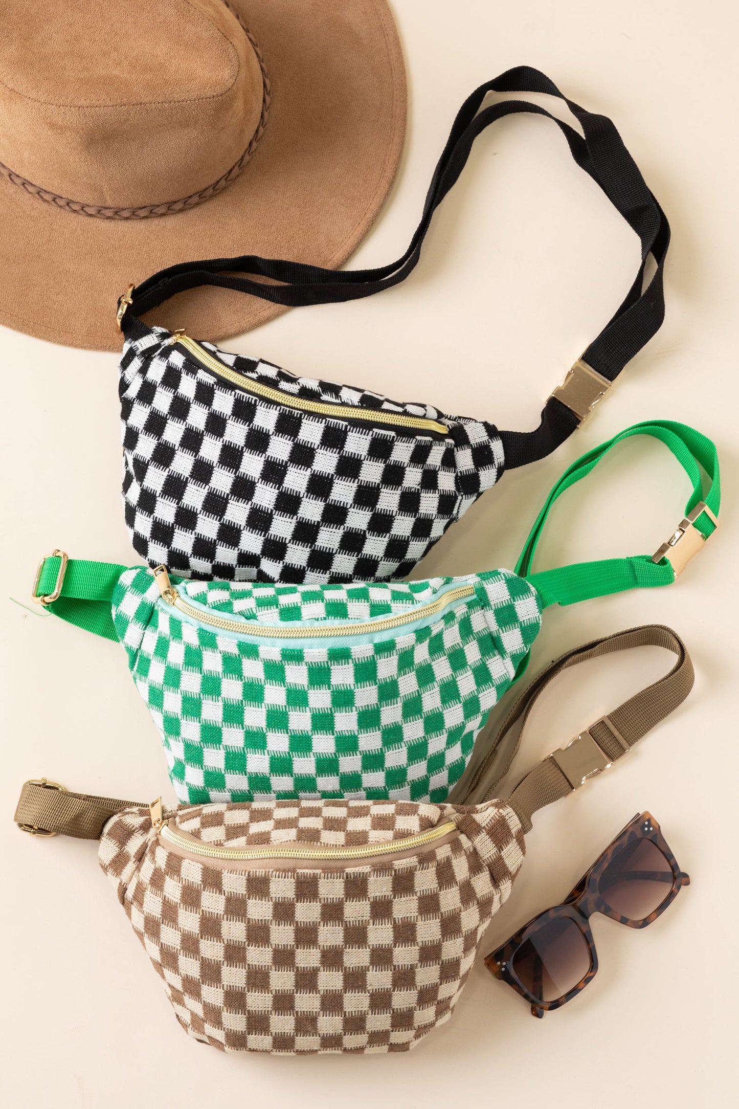 Checkered Waist Crossbody Sling Bags