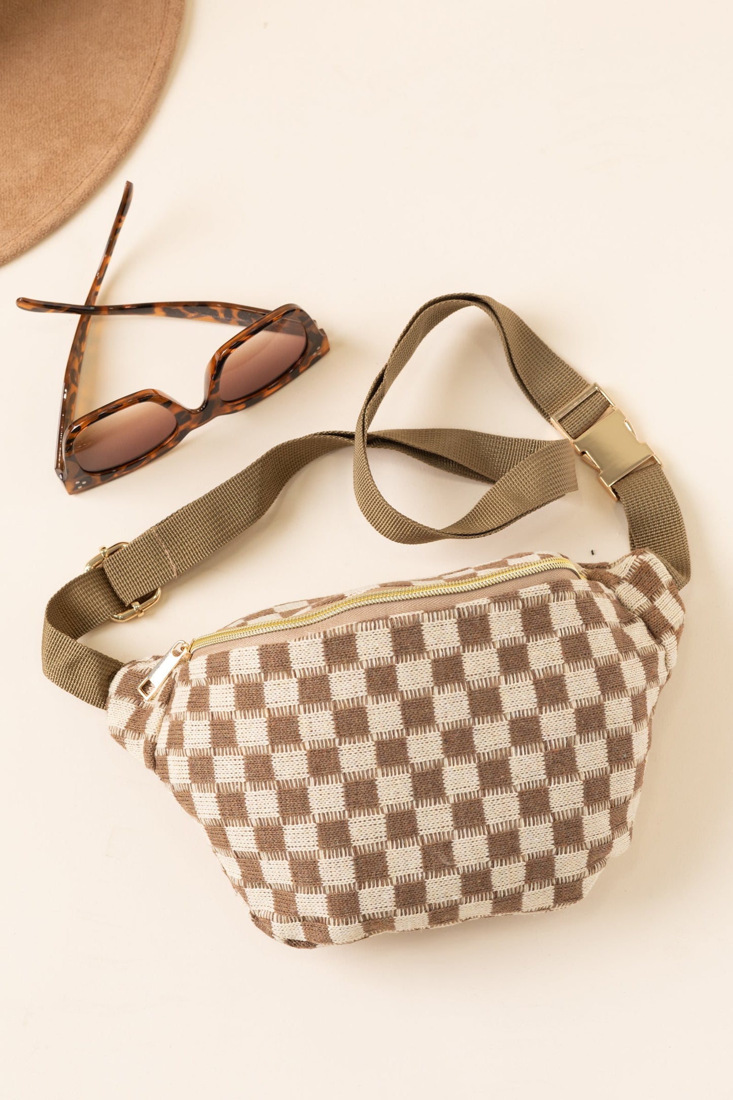 Checkered Waist Crossbody Sling Bags