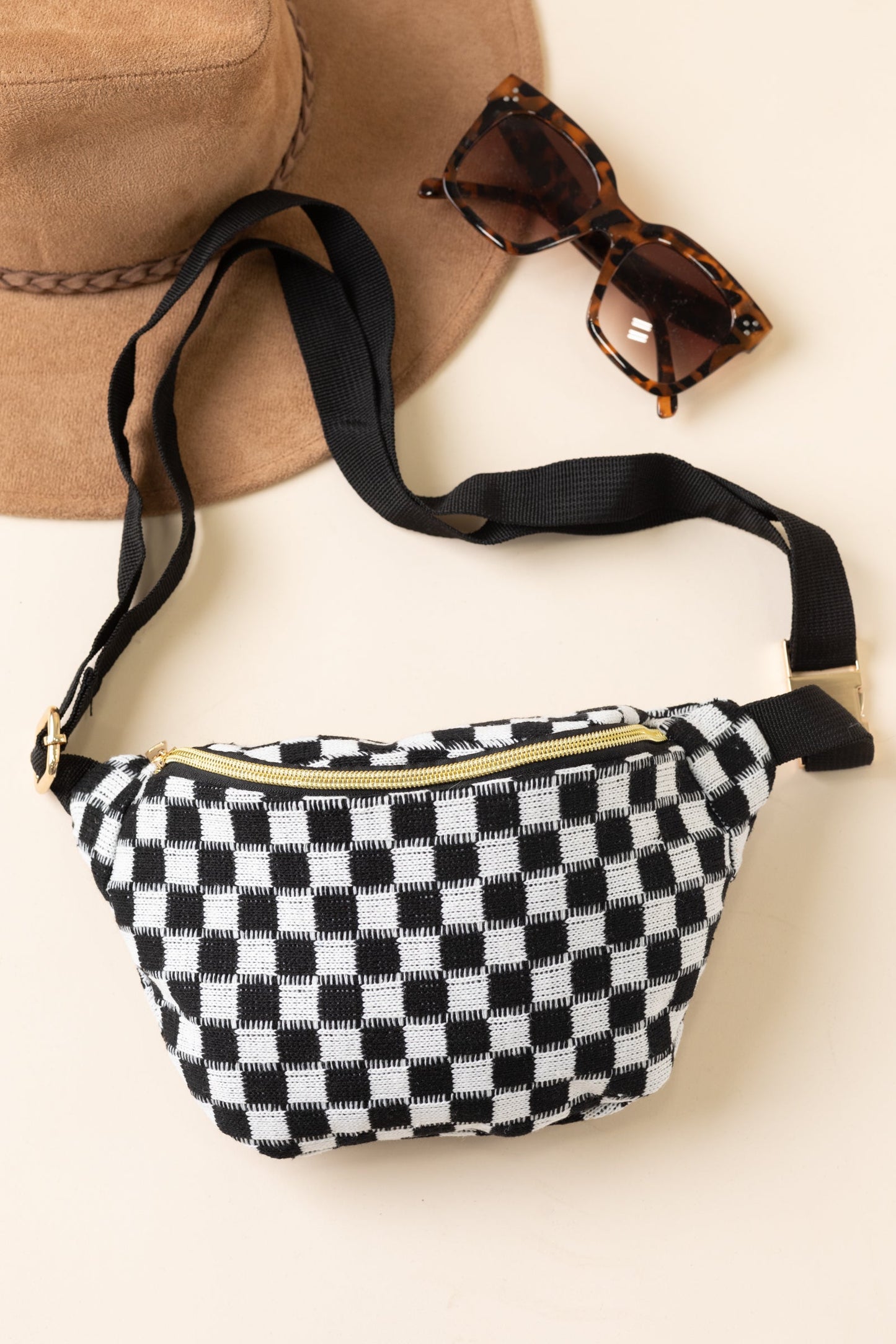 Checkered Waist Crossbody Sling Bags