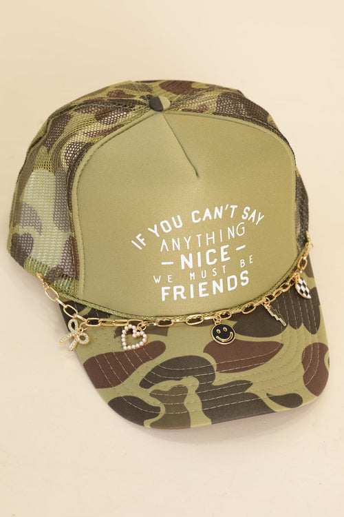 Camo We Must Be Friends Hat With Chain