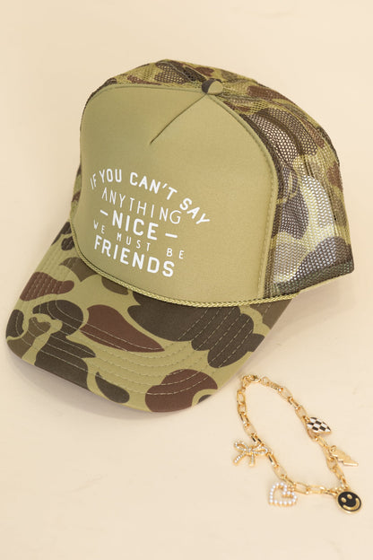 Camo We Must Be Friends Hat With Chain