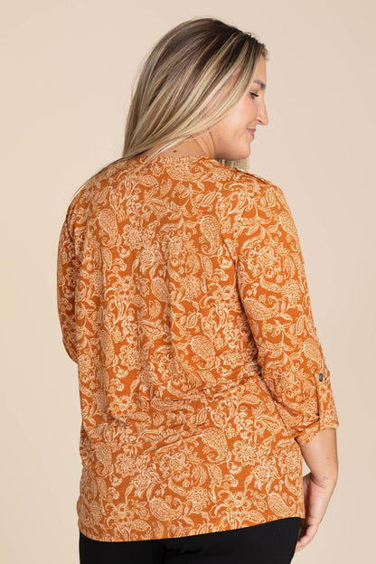 Cinnamon Printed Lizzy Wrinkle Free Top
