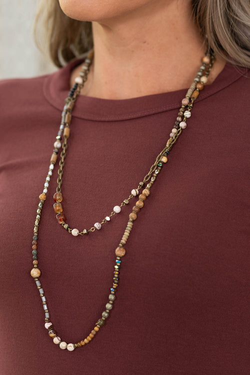 Copper Beaded Layered Necklace