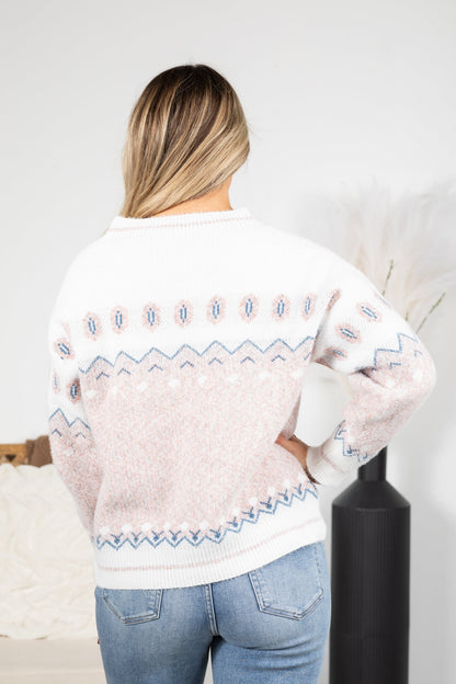 Button Down Front Geometric Pattern Cardigan