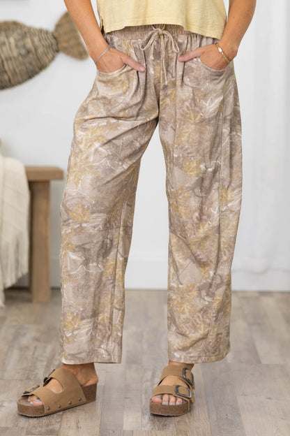 Camo Print Casual Knit Barrel Pants