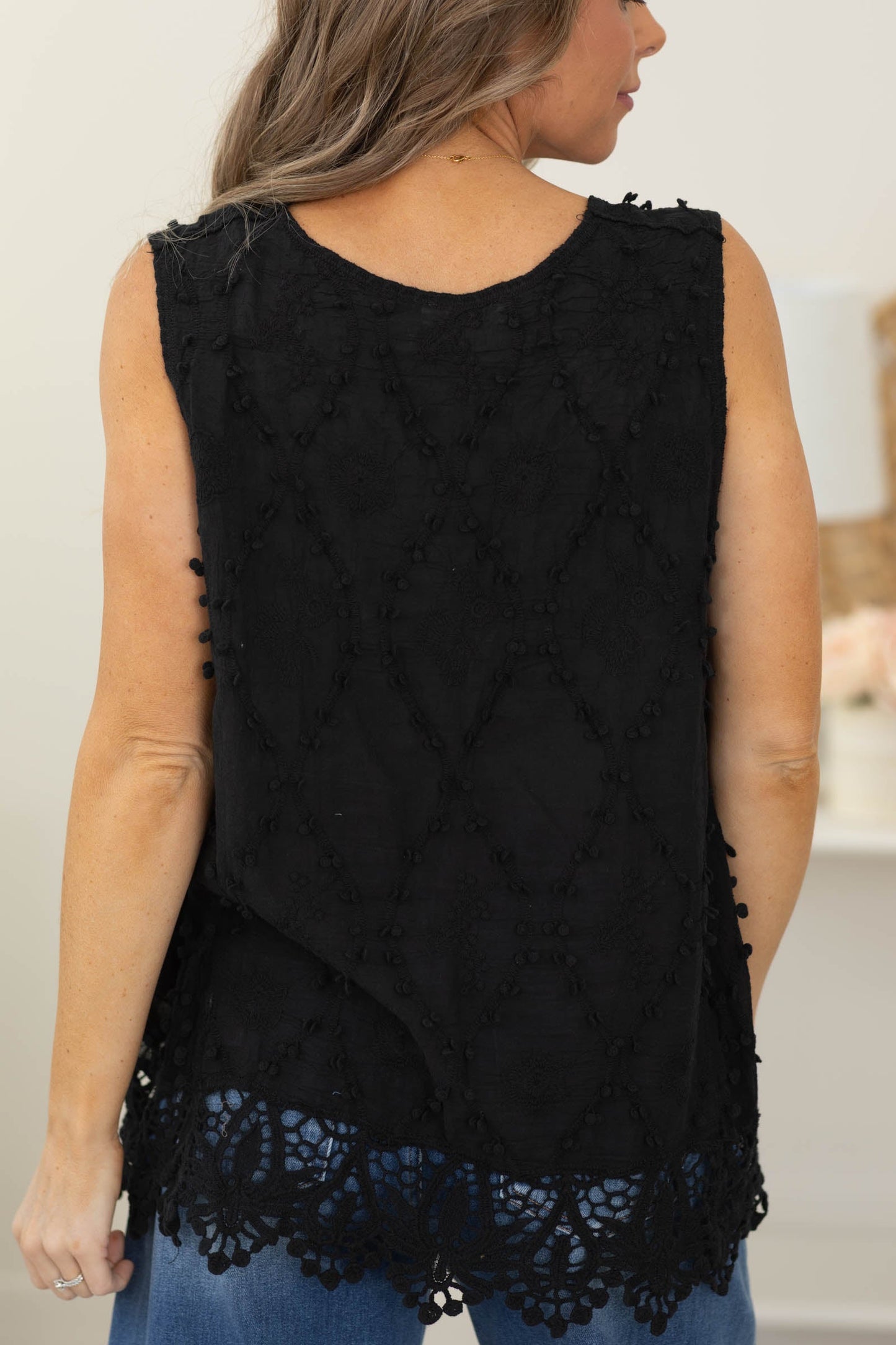 Casual Crochet Cotton Tank Top- 100% Cotton