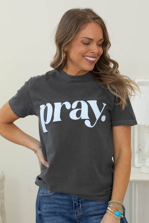 Charcoal Pray Puff Tee- 100% Cotton