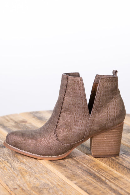 Bronze Snakeskin Texture Booties