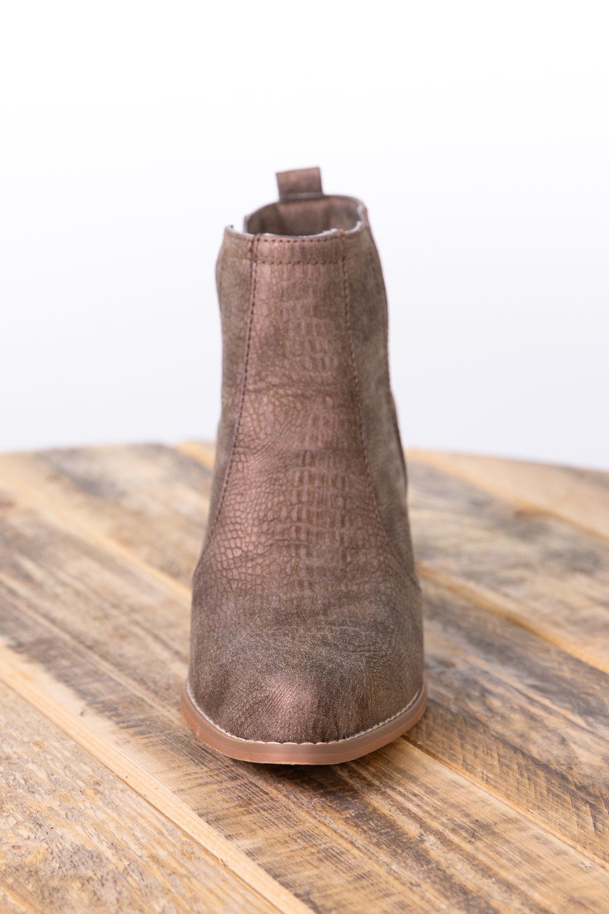 Bronze Snakeskin Texture Booties