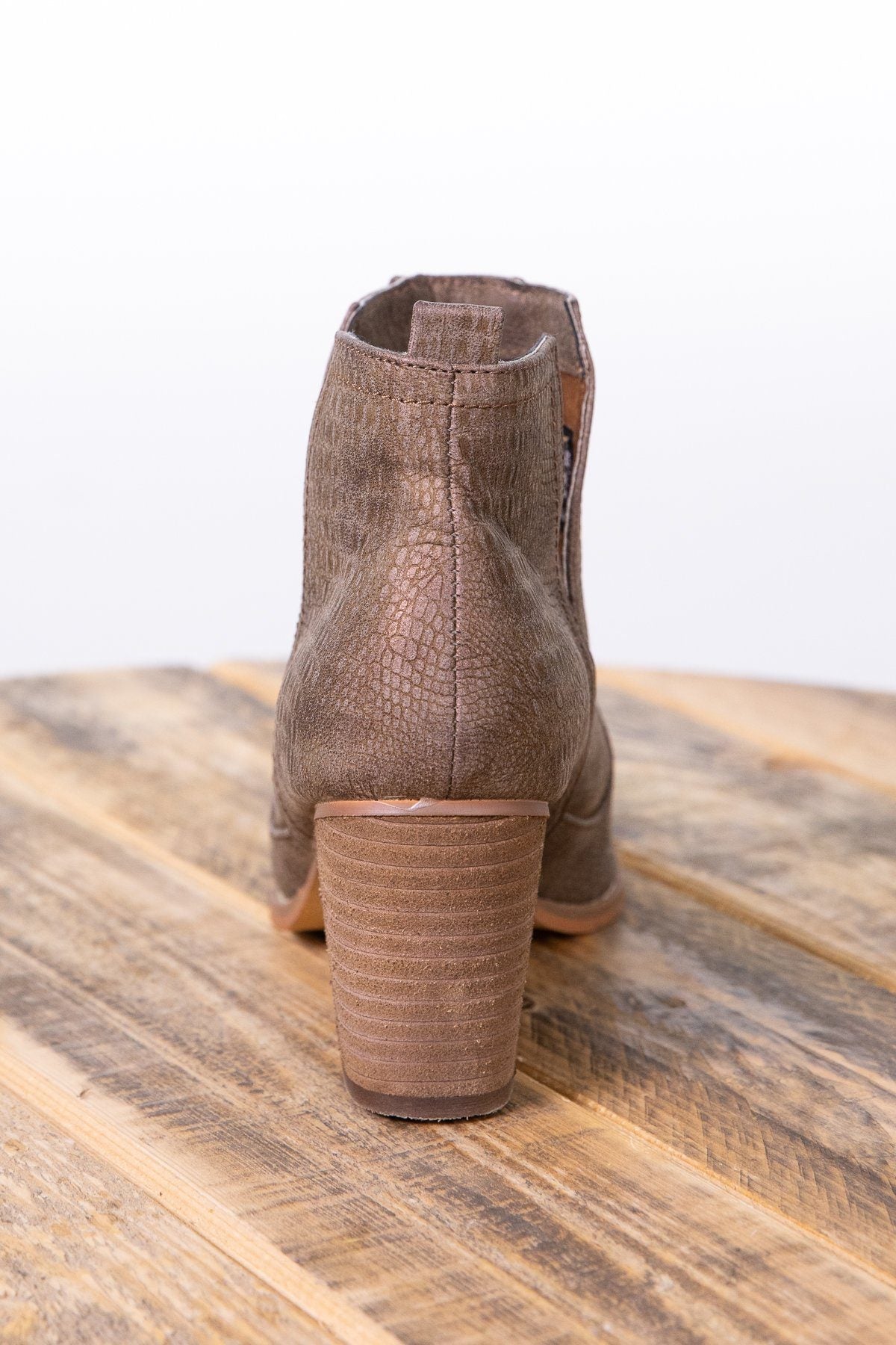 Bronze Snakeskin Texture Booties