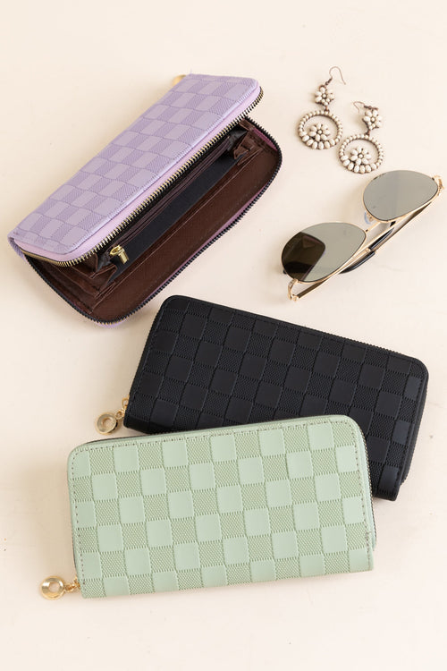 Checkered Vegan Leather Wallets