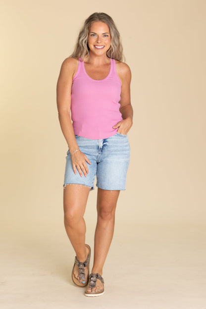 Classic Ribbed Scoop Neckline Knit Tank