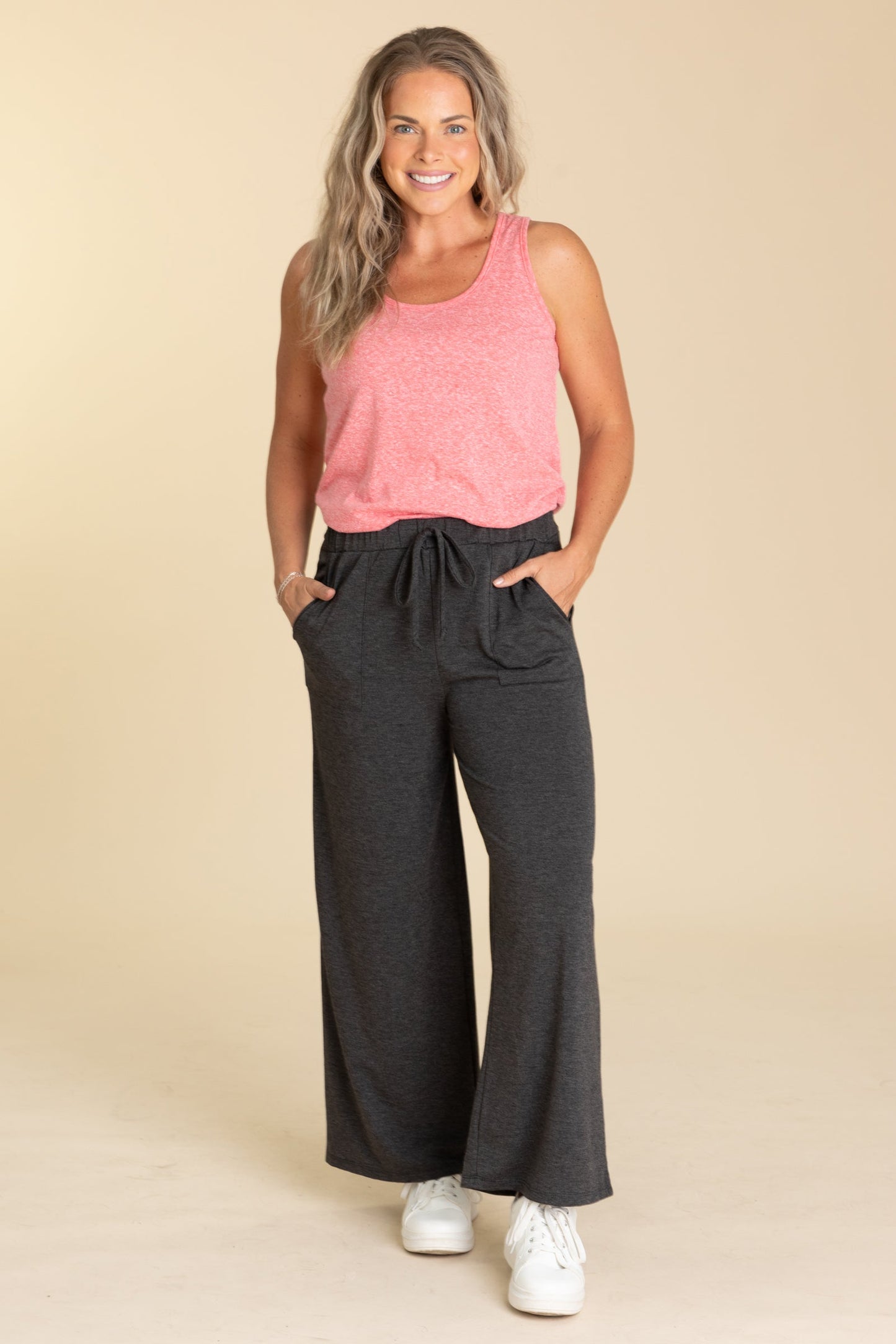 Charcoal French Terry Pants With Pockets