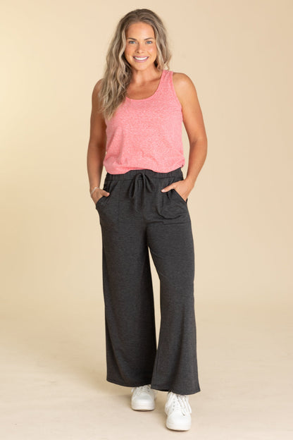 Charcoal French Terry Pants With Pockets