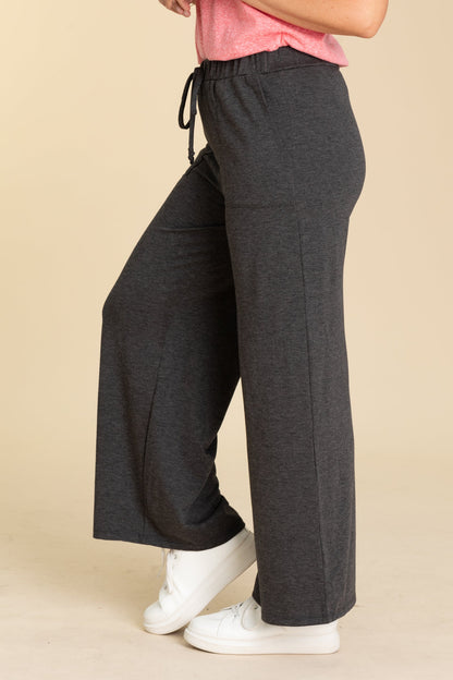 Charcoal French Terry Pants With Pockets