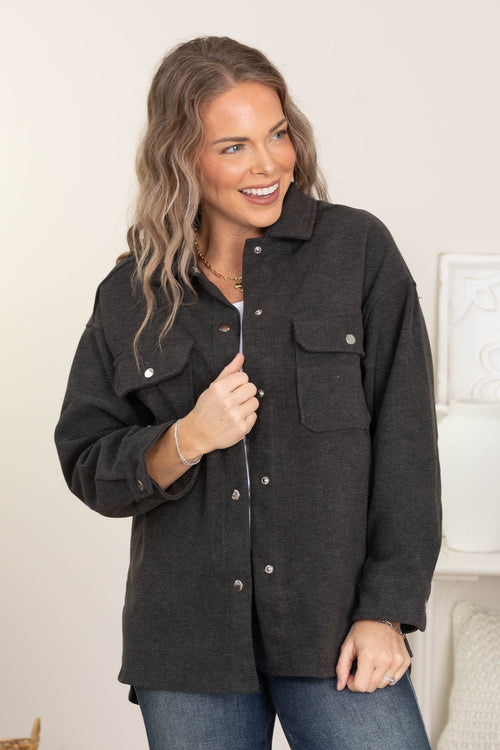 Charcoal Brushed Shacket