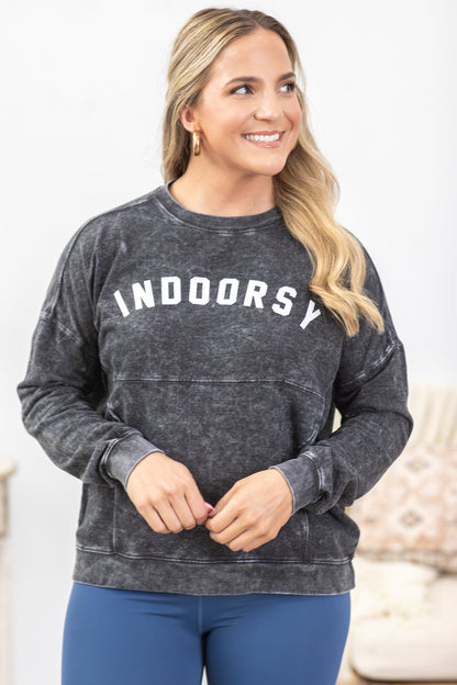 Charcoal Washed Indoorsy Graphic Sweatshirt
