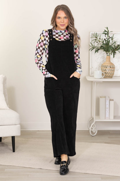 Classic Relaxed Wide-Leg Corduroy Overalls