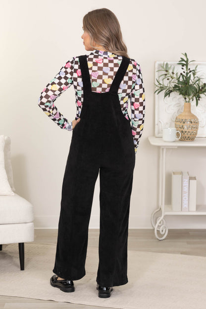 Classic Relaxed Wide-Leg Corduroy Overalls